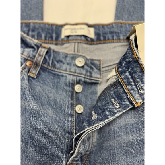 Abercrombie & Fitch The Dad High Rise Jeans 28/6R Button Fly Blue NEW - Picture 9 of 10